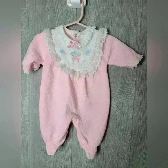 Vintage 90's Baby Grow Baby Pink Sleeper - Picture 1 of 5